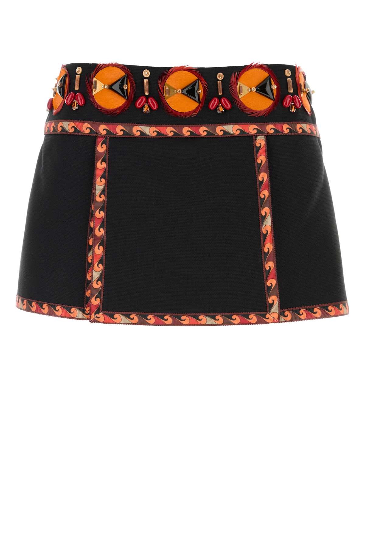 Emilio Pucci Women Black Gabardine Mini Skirt PUCCI