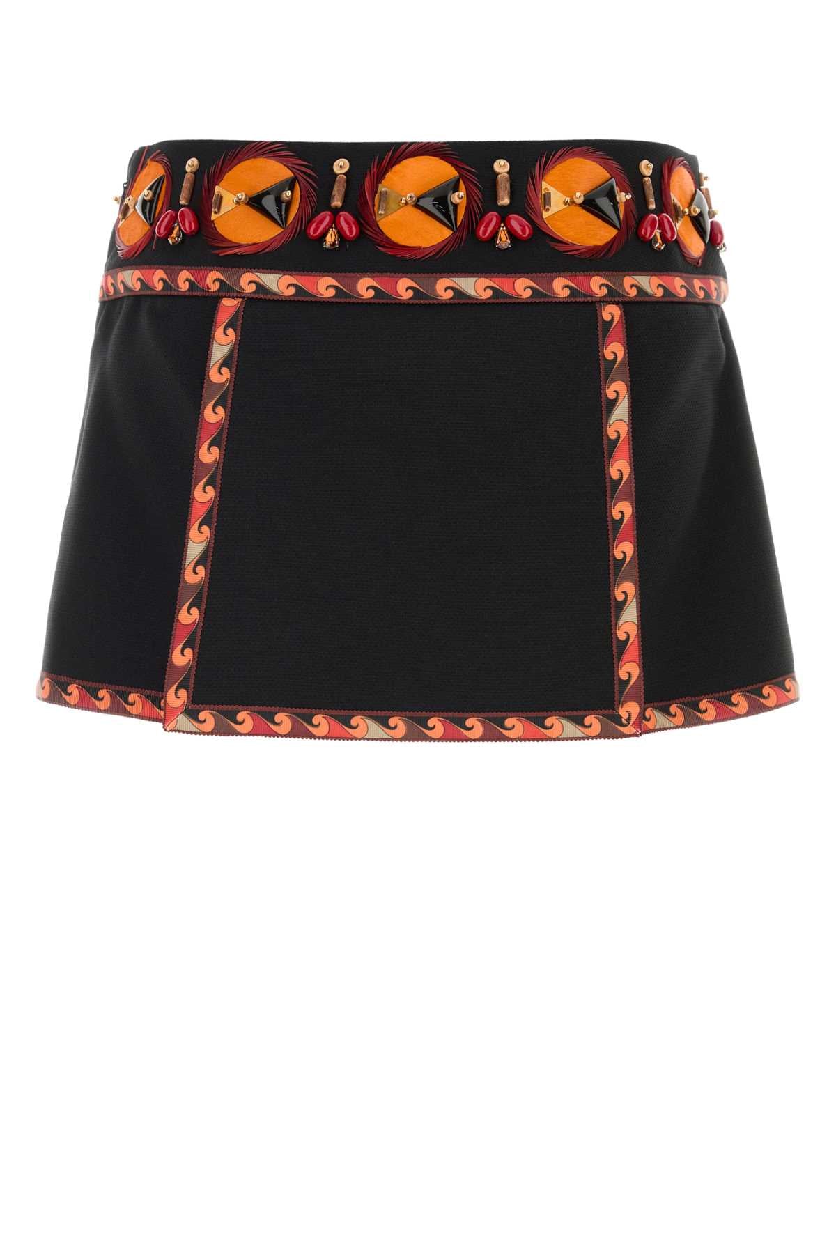 Emilio Pucci Women Black Gabardine Mini Skirt PUCCI