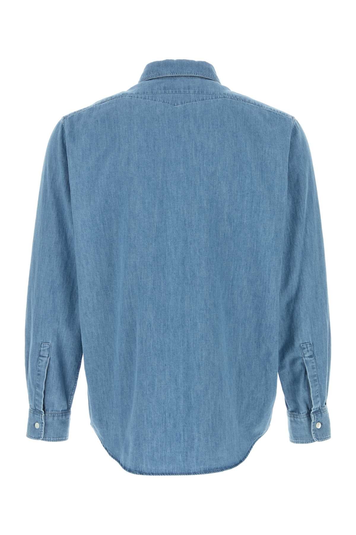 Jil Sander Men Light Blue Chambray Shirt JIL SANDER