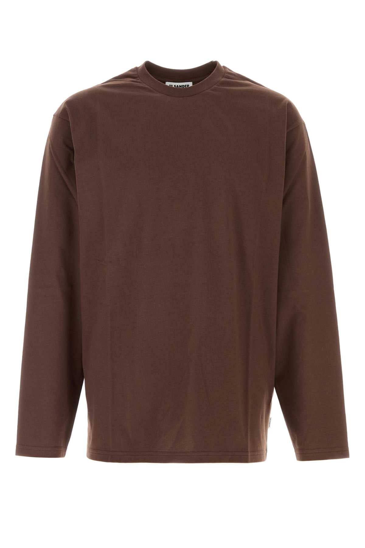 Jil Sander Men Chocolate Cotton T-Shirt JIL SANDER