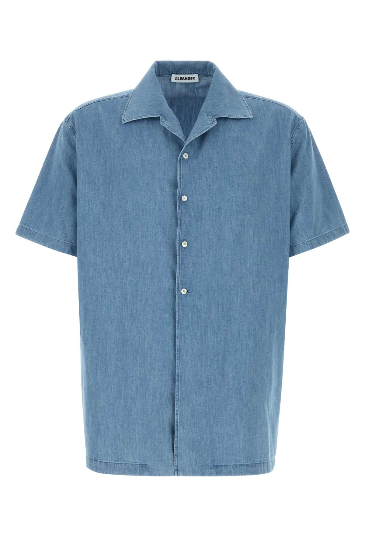 Jil Sander Men Light Blue Chambray Shirt JIL SANDER