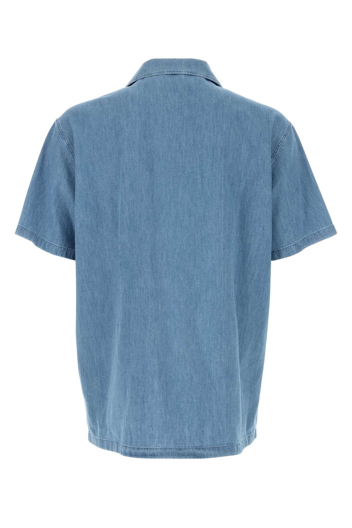 Jil Sander Men Light Blue Chambray Shirt JIL SANDER