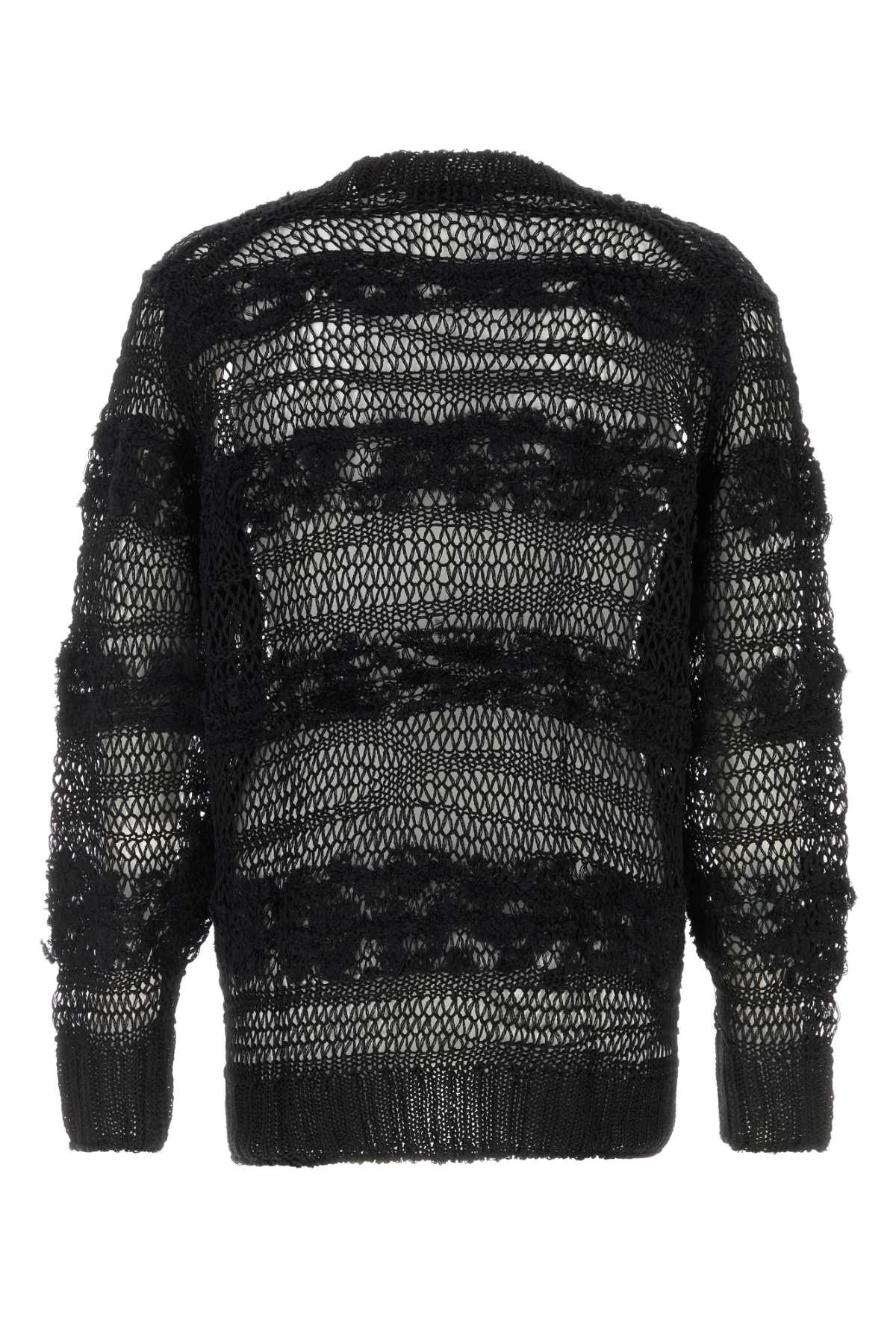 Yohji Yamamoto Men Black Crochet Sweater YOHJI YAMAMOTO