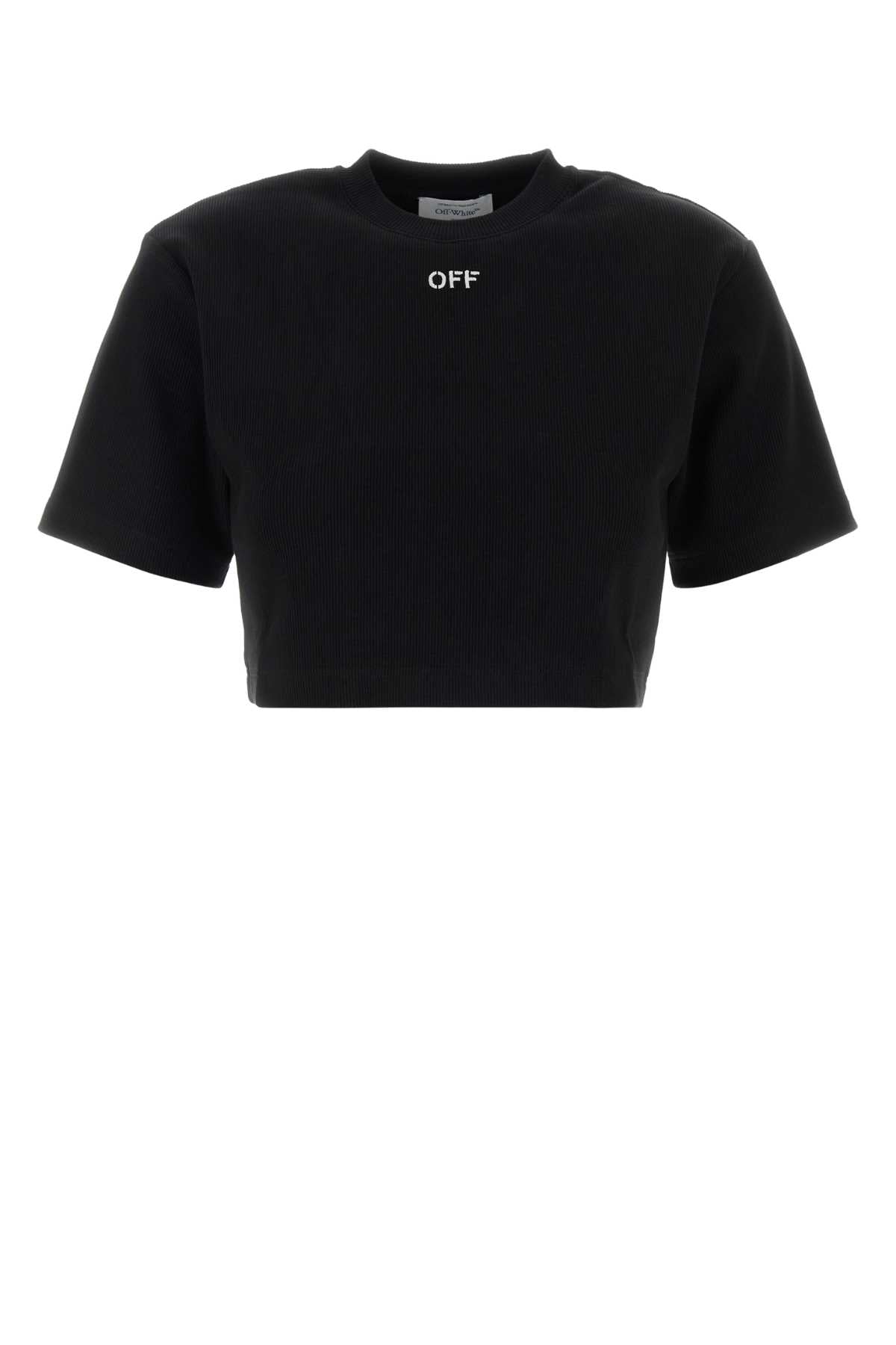 Off White Women Black Stretch Cotton T-Shirt OFF-WHITE