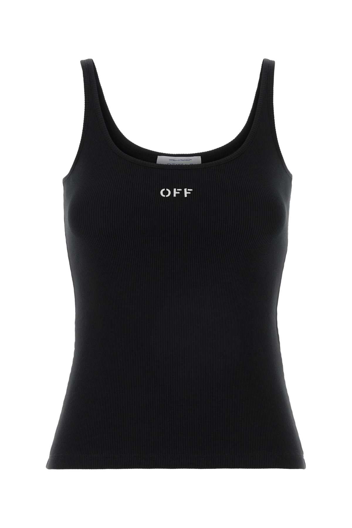 Off White Women Black Stretch Cotton Tank Top OFF-WHITE
