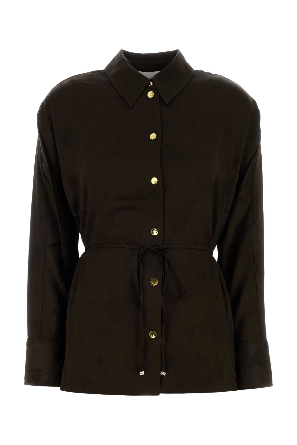 Ganni Women Brown Satin Shirt GANNI