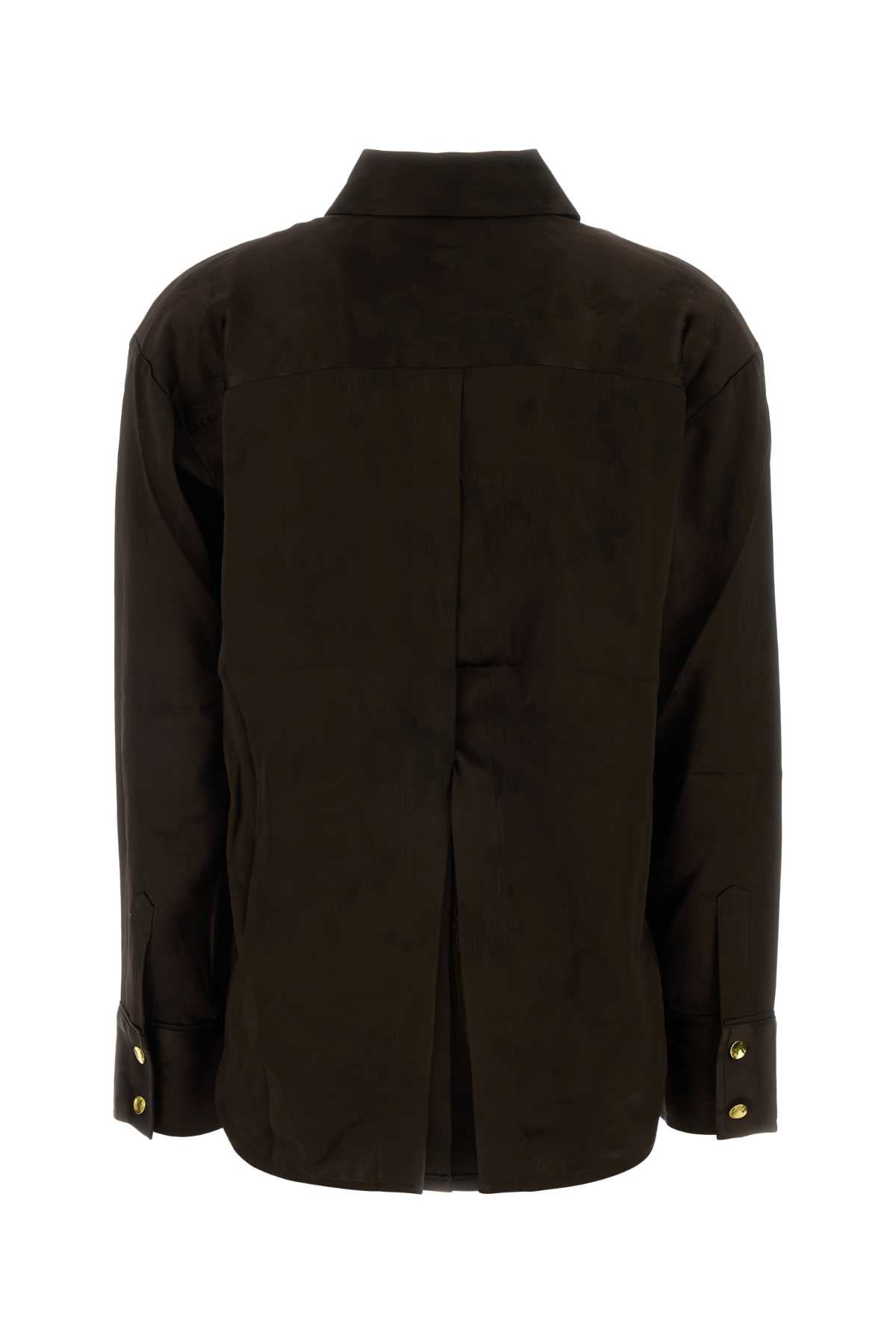Ganni Women Brown Satin Shirt GANNI