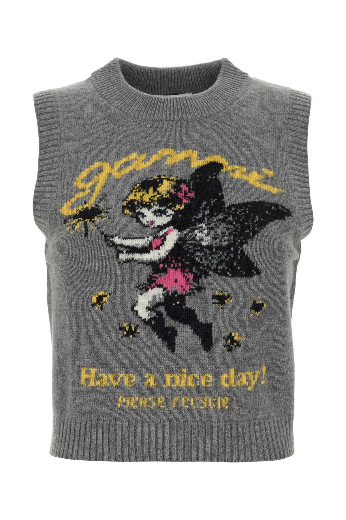 Ganni Women Grey Wool Blend Vest GANNI