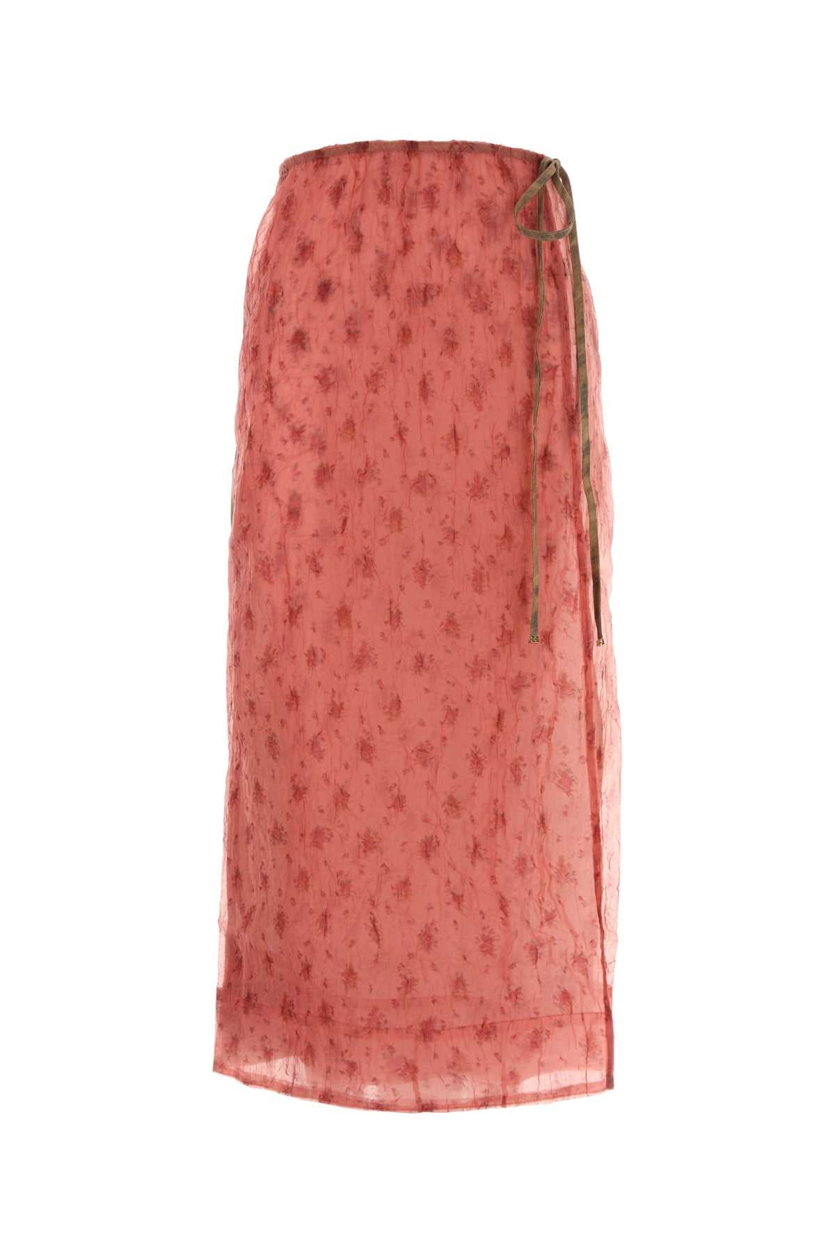 Ganni Women Printed Organza And Stretch Cotton Skirt GANNI