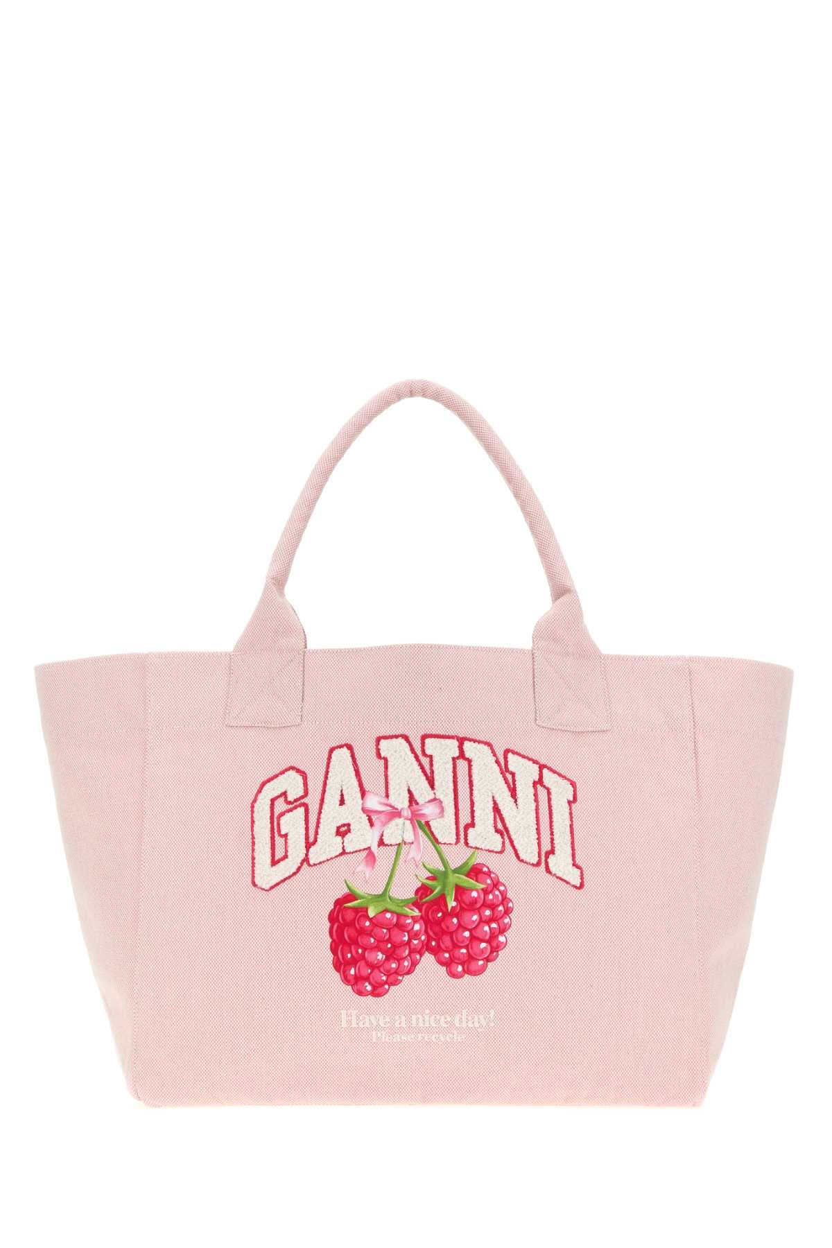 Ganni Women Pink Canvas Medium Trapeze Shopping Bag GANNI
