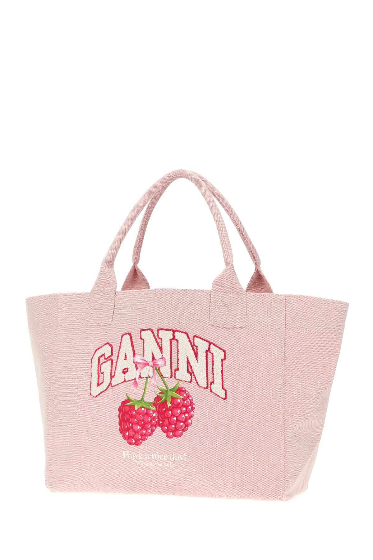 Ganni Women Pink Canvas Medium Trapeze Shopping Bag GANNI