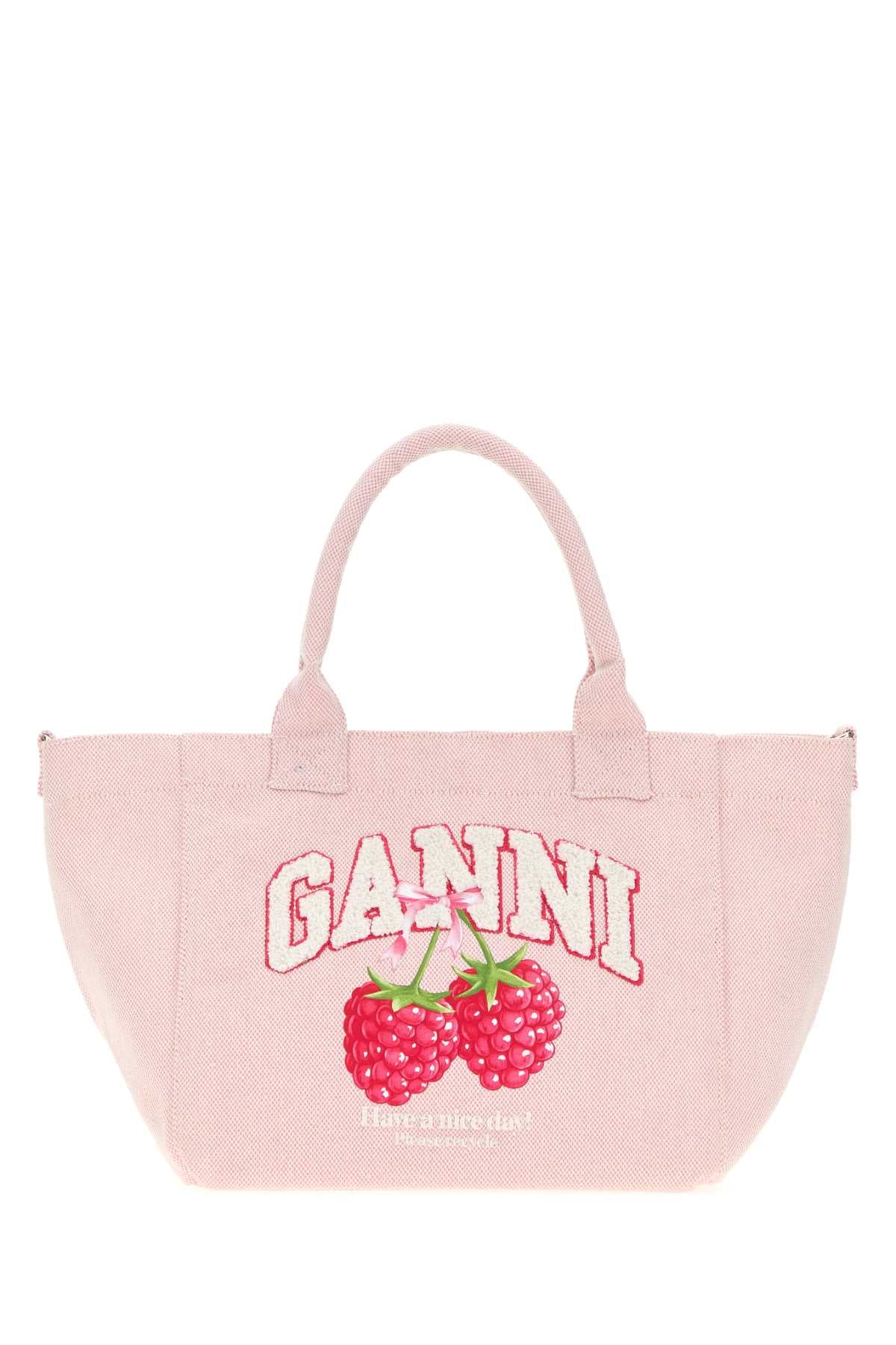 Ganni Women Pink Canvas Small Trapeze Shopping Bag GANNI