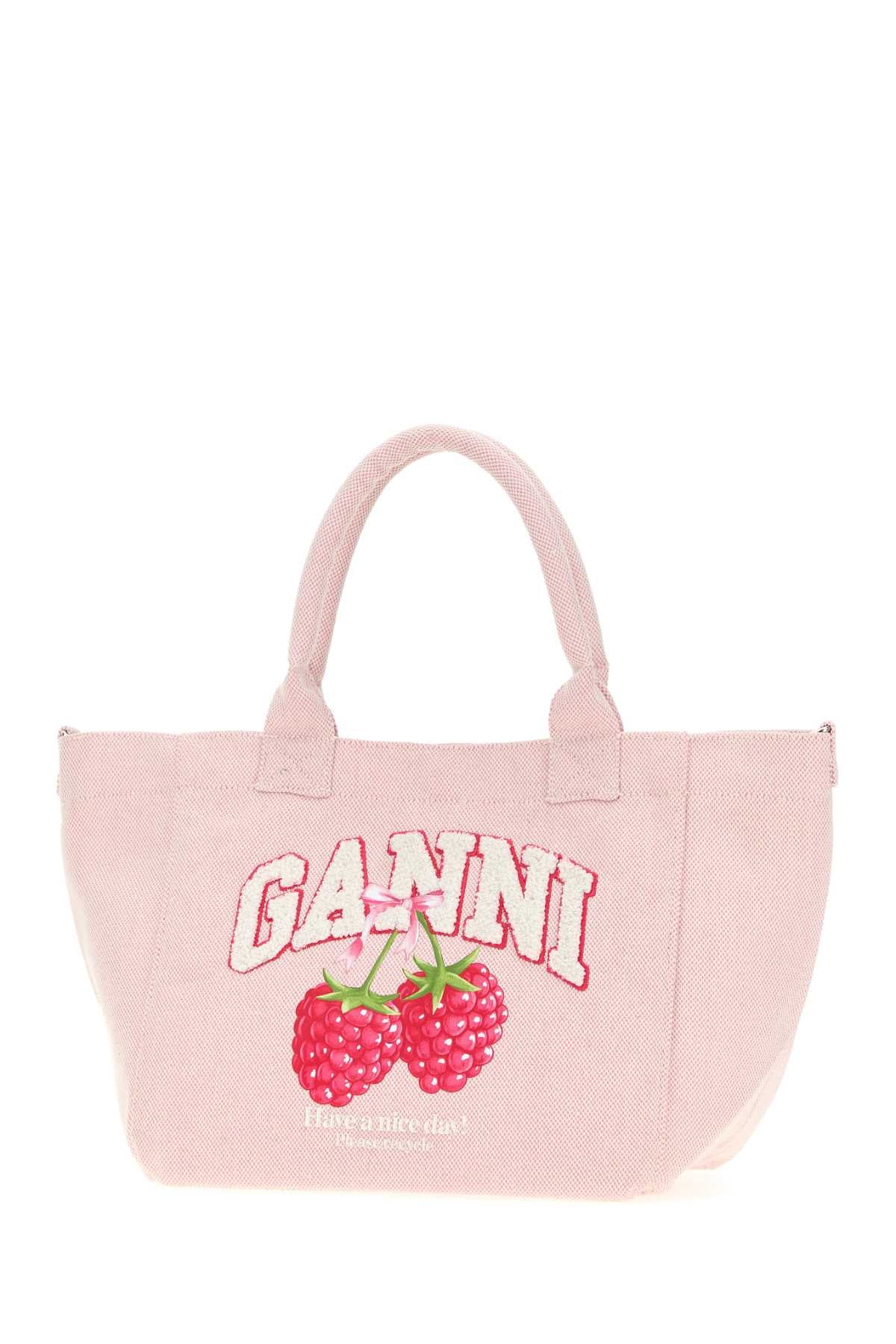 Ganni Women Pink Canvas Small Trapeze Shopping Bag GANNI