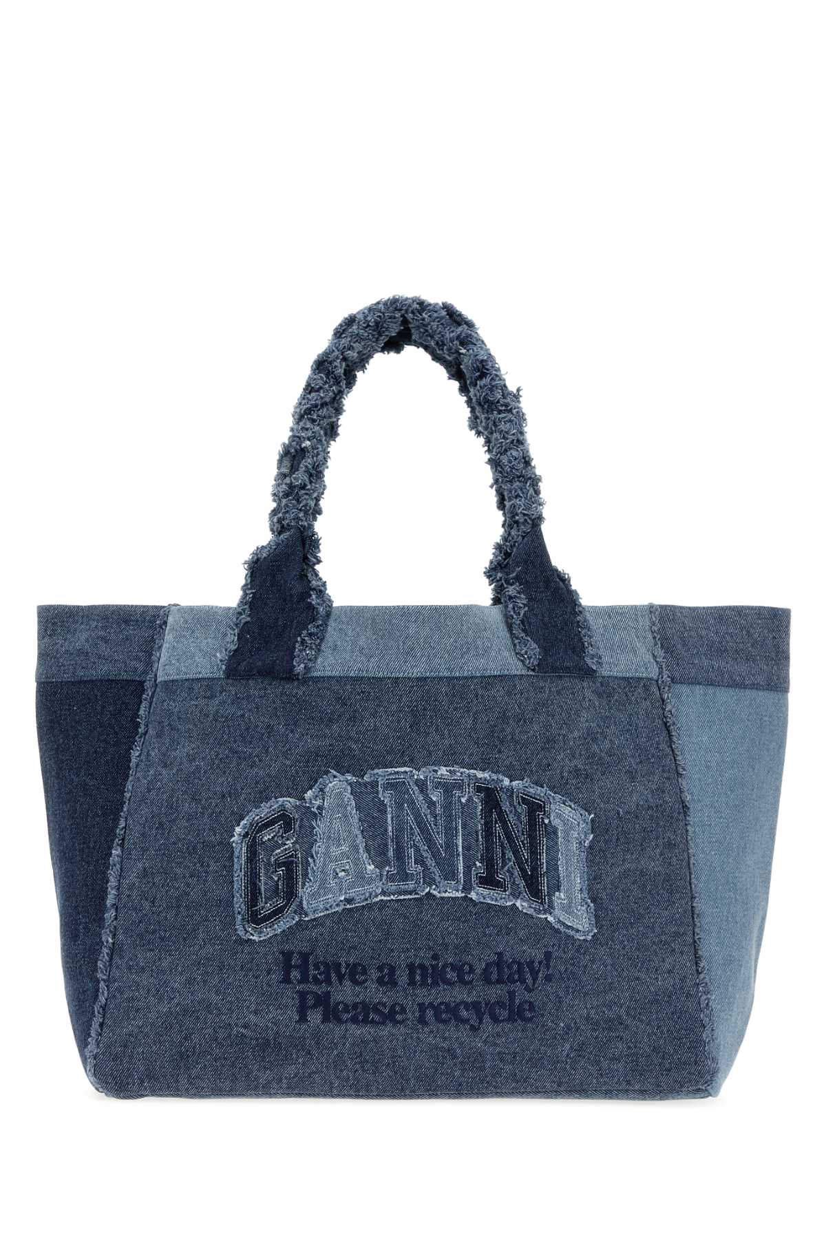 Ganni Women Denim Medium Trapeze Shopping Bag GANNI