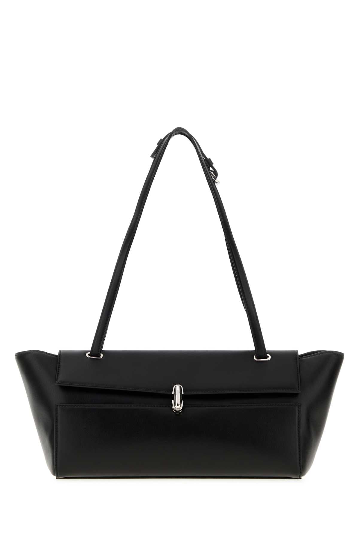 Savette Women Black Leather Trapeze Shoulder Bag SAVETTE