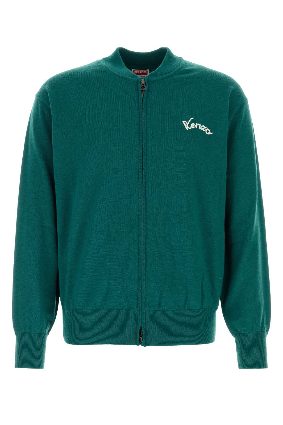 Kenzo Men Green Wool Cardigan KENZO