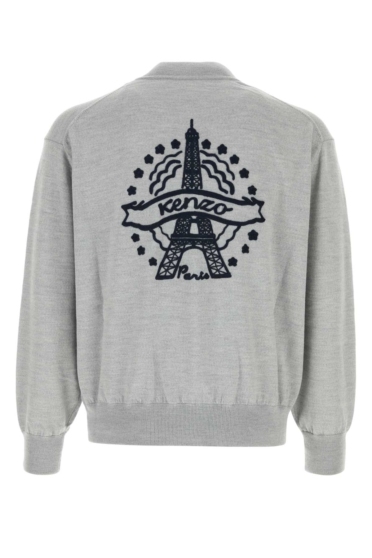 Kenzo Men Grey Wool Cardigan KENZO