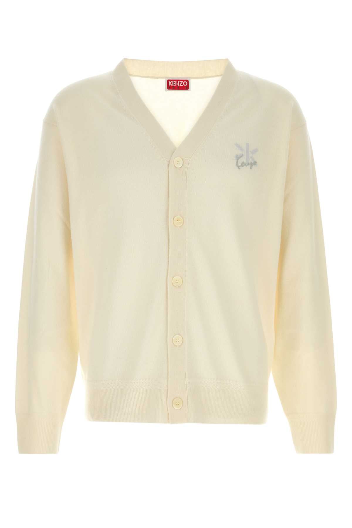 Kenzo Men Cream Wool Blend Cardigan KENZO
