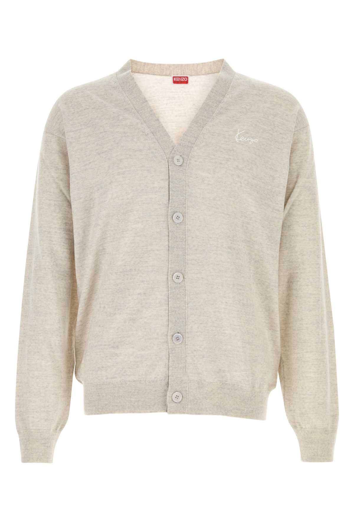 Kenzo Men Light Grey Wool Cardigan KENZO