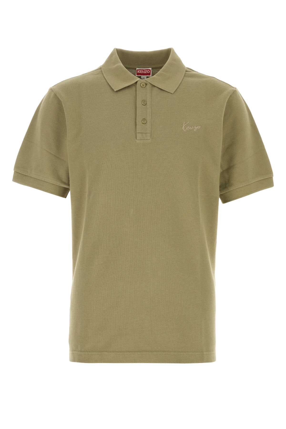 Kenzo Men Olive Green Piquet Polo Shirt KENZO