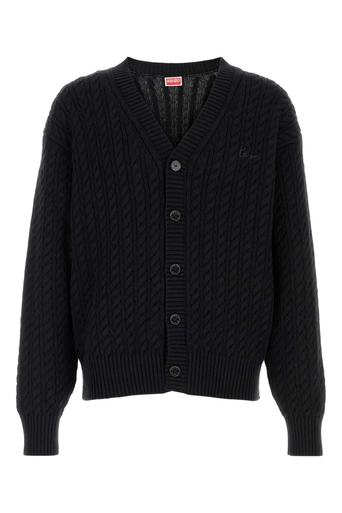 Kenzo Men Black Cotton Blend Cardigan KENZO