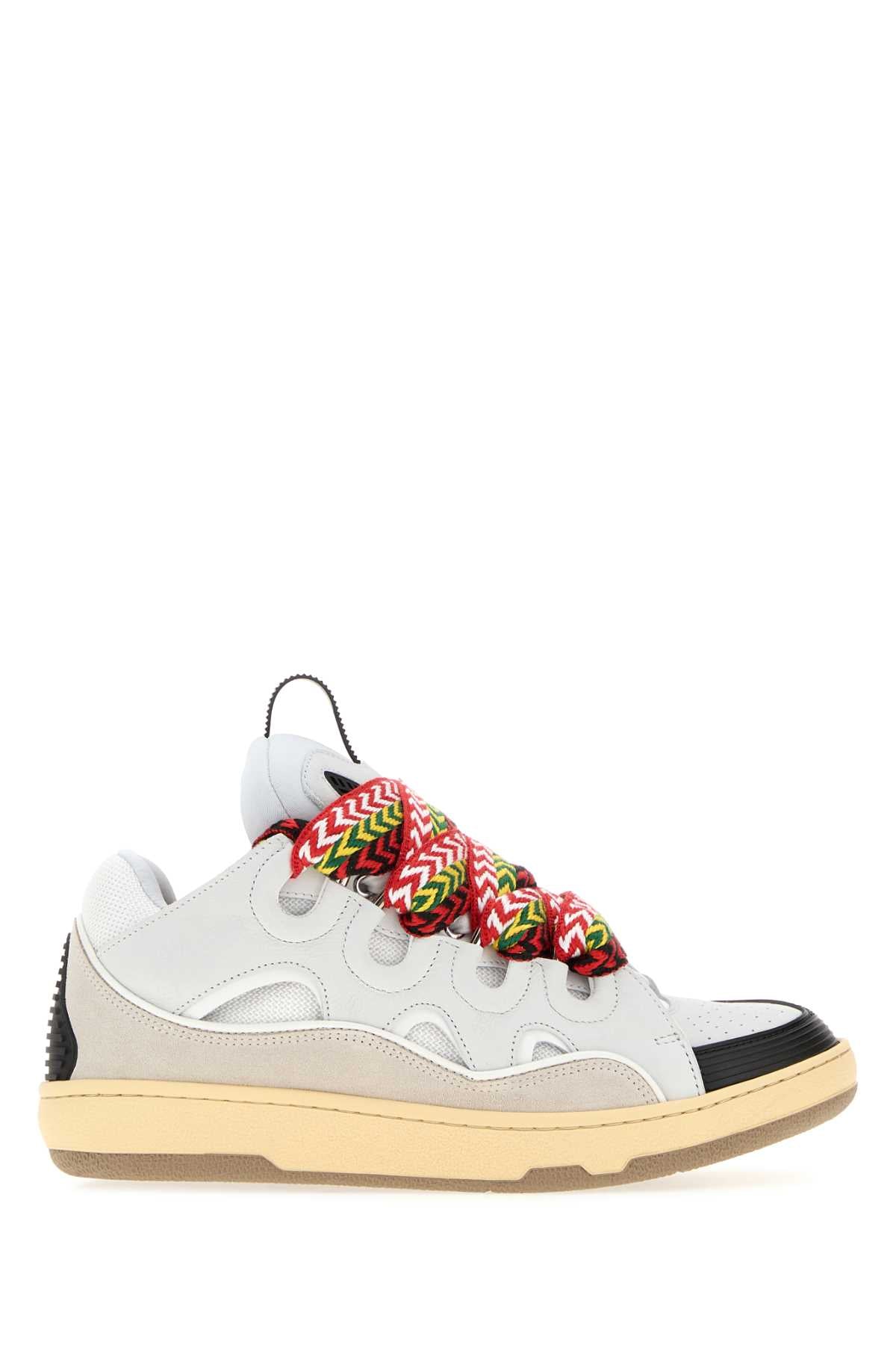 Lanvin Women Multicolor Leather And Fabric Curb Sneakers