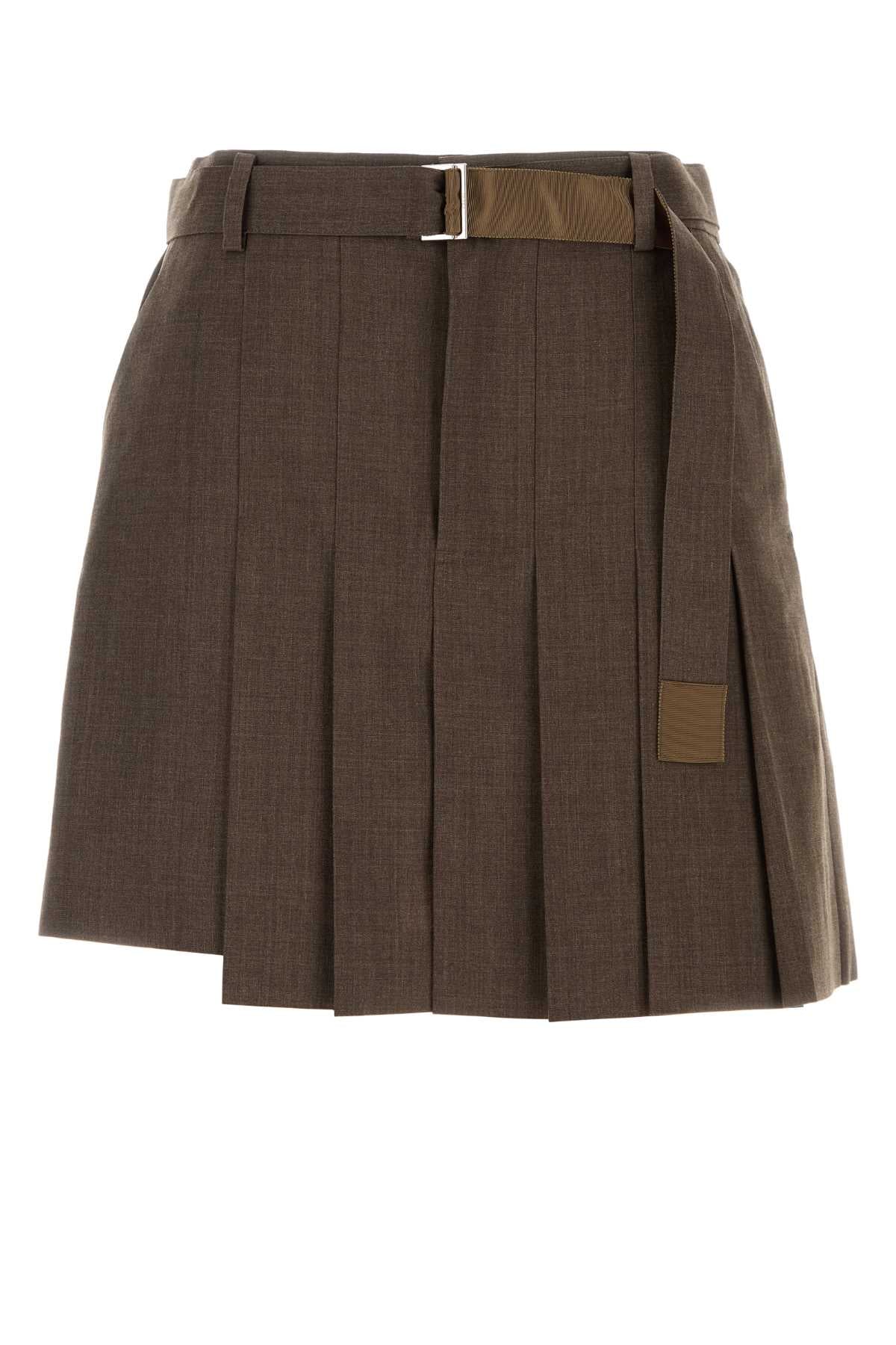 Sacai Women Brown Gabardine Pant-Skirt SACAI