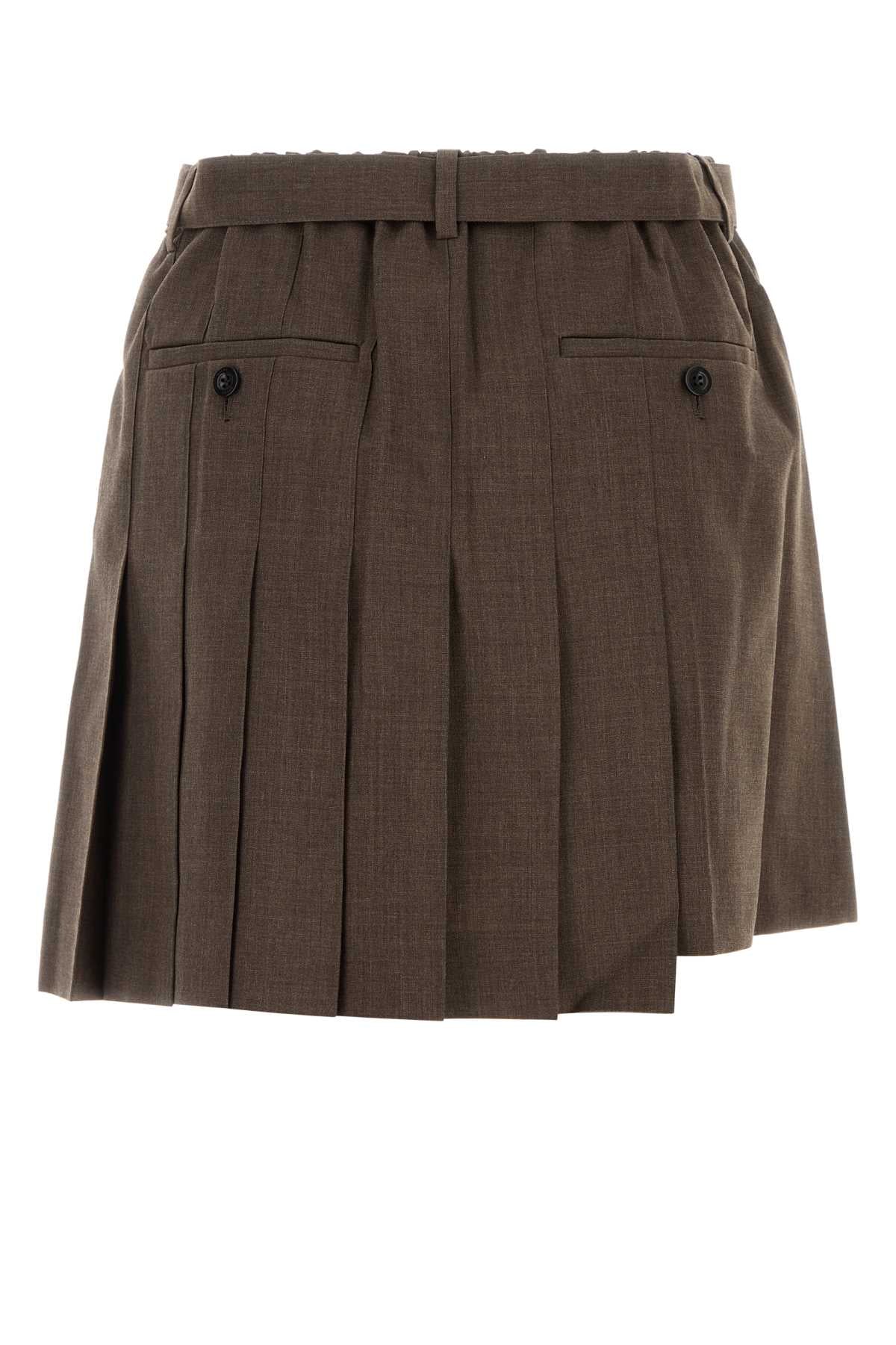 Sacai Women Brown Gabardine Pant-Skirt SACAI
