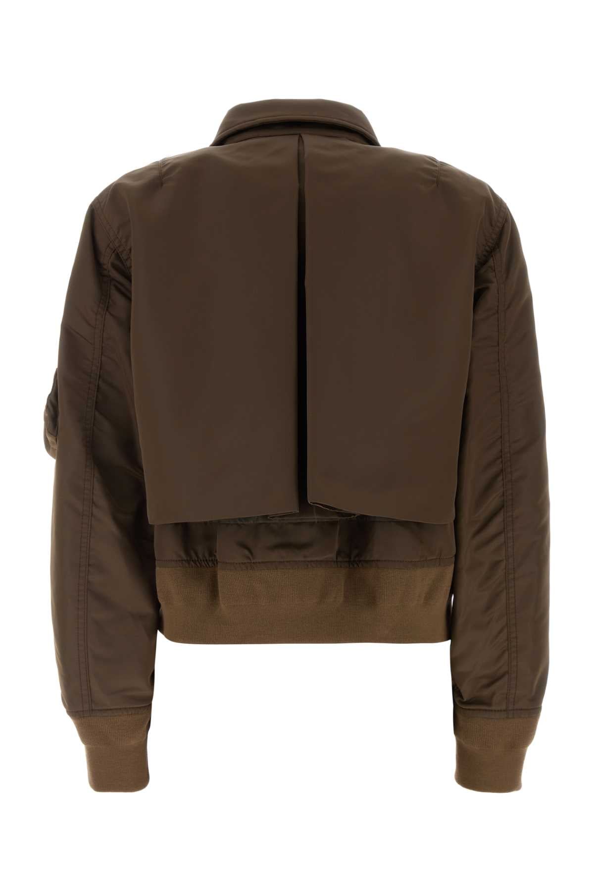 Sacai Women Brown Nylon Bomber Jacket SACAI