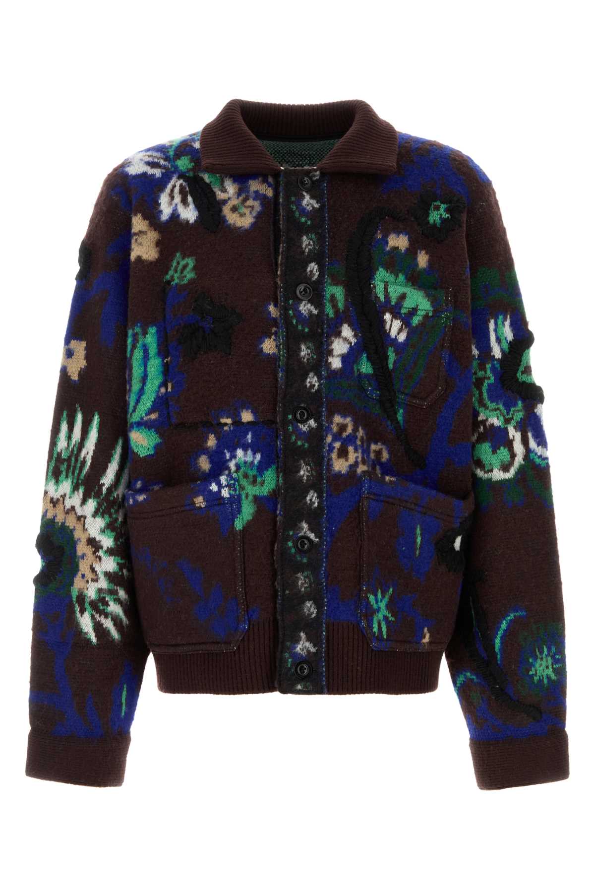 Sacai Men Embroidered Wool Cardigan SACAI