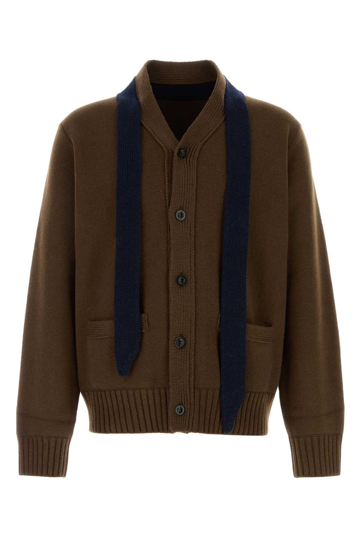 Sacai Men Brown Wool Cardigan SACAI