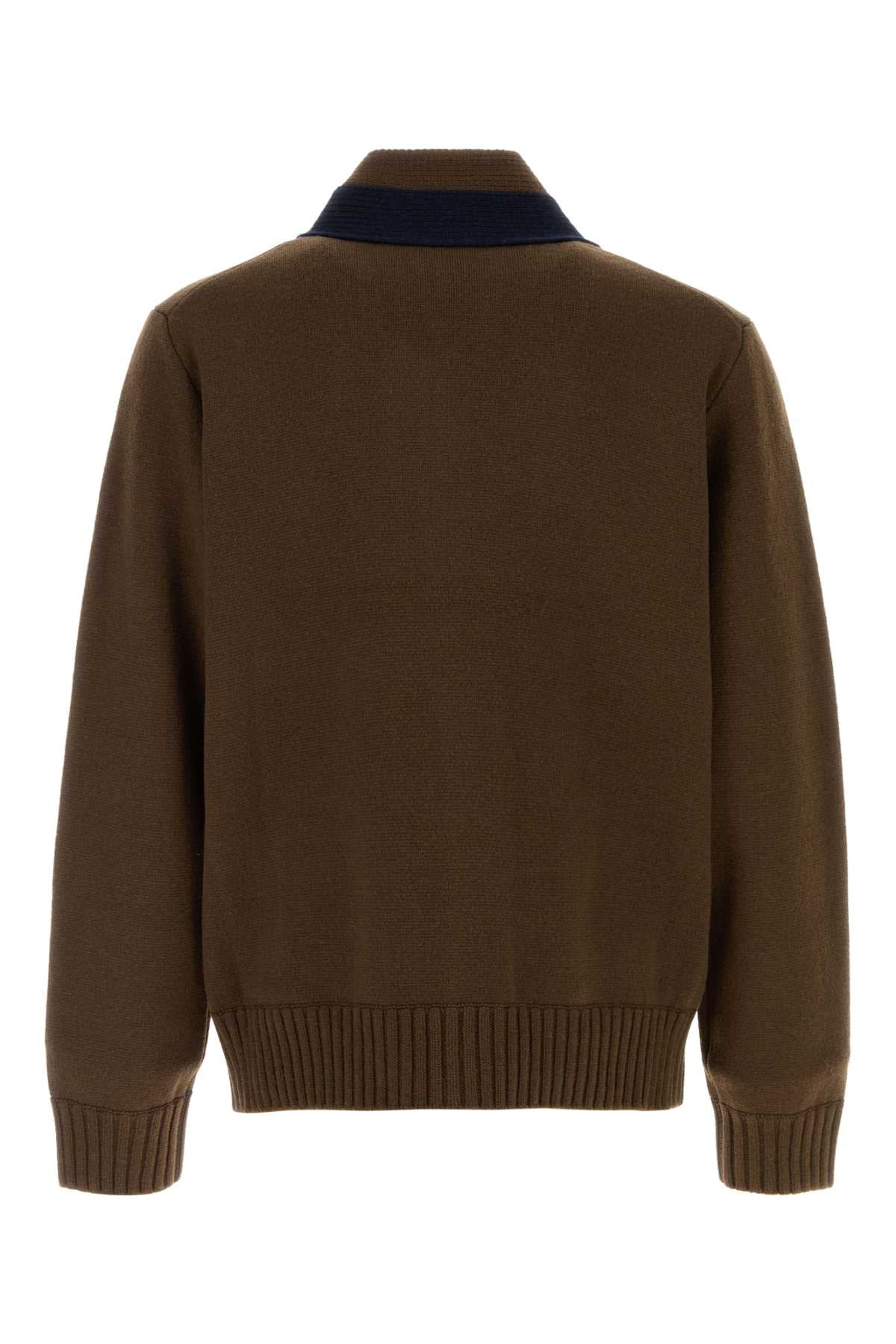 Sacai Men Brown Wool Cardigan SACAI
