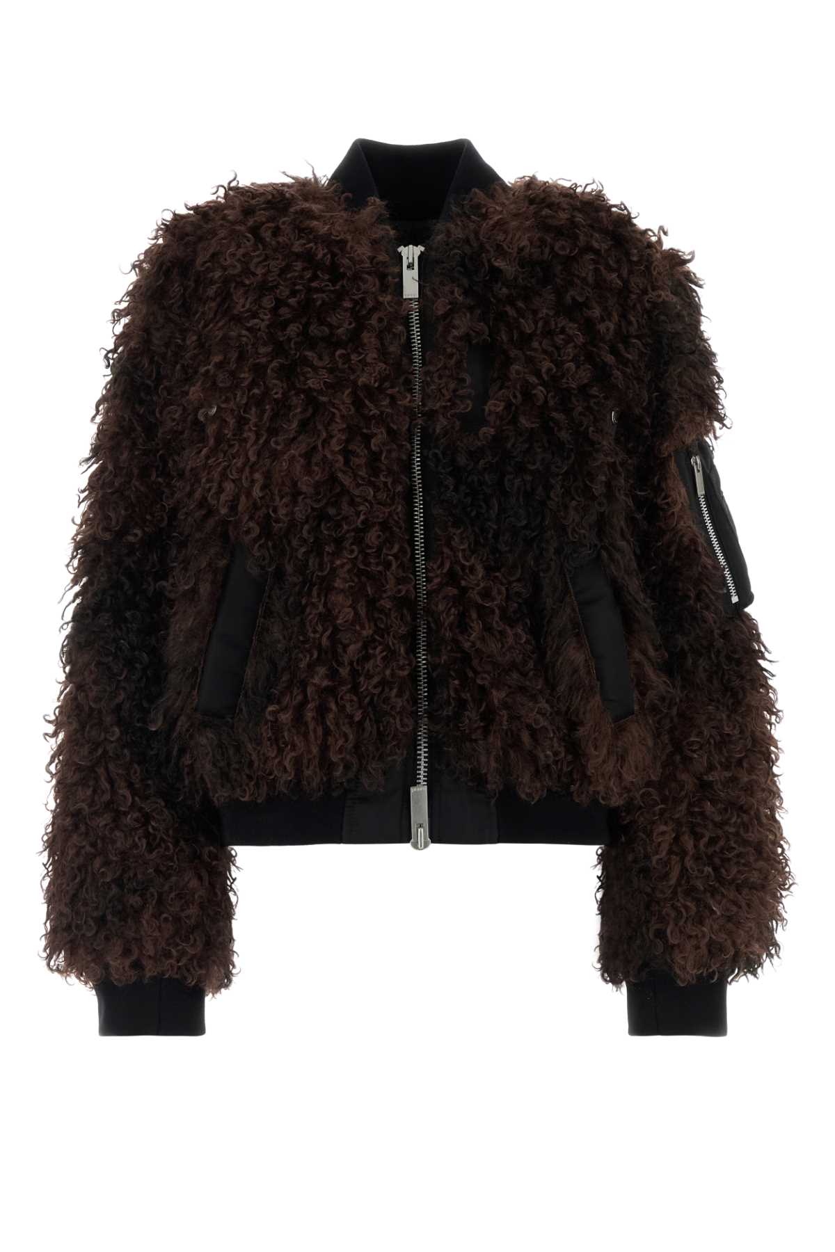 Sacai Women Brown Eco Fur Bomber Jacket SACAI