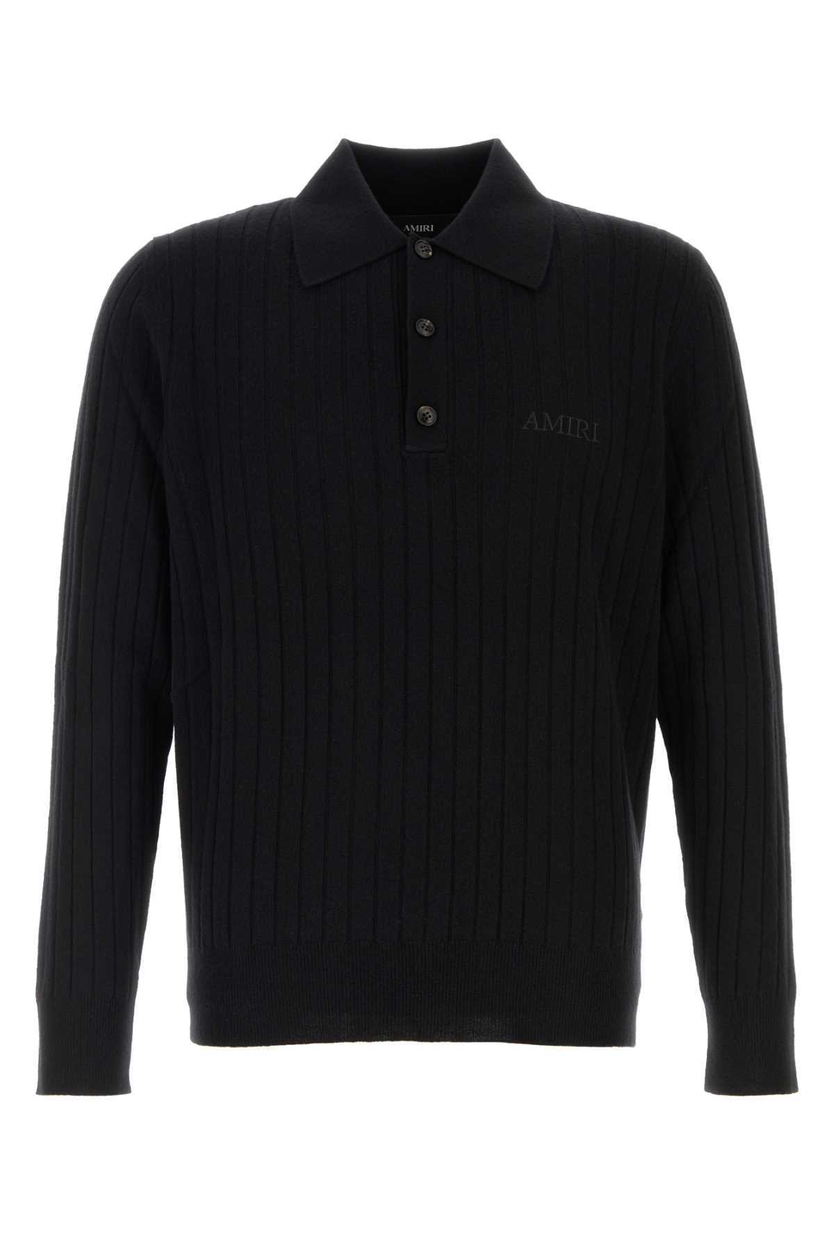 Amiri Men Black Wool Blend Polo Shirt AMIRI