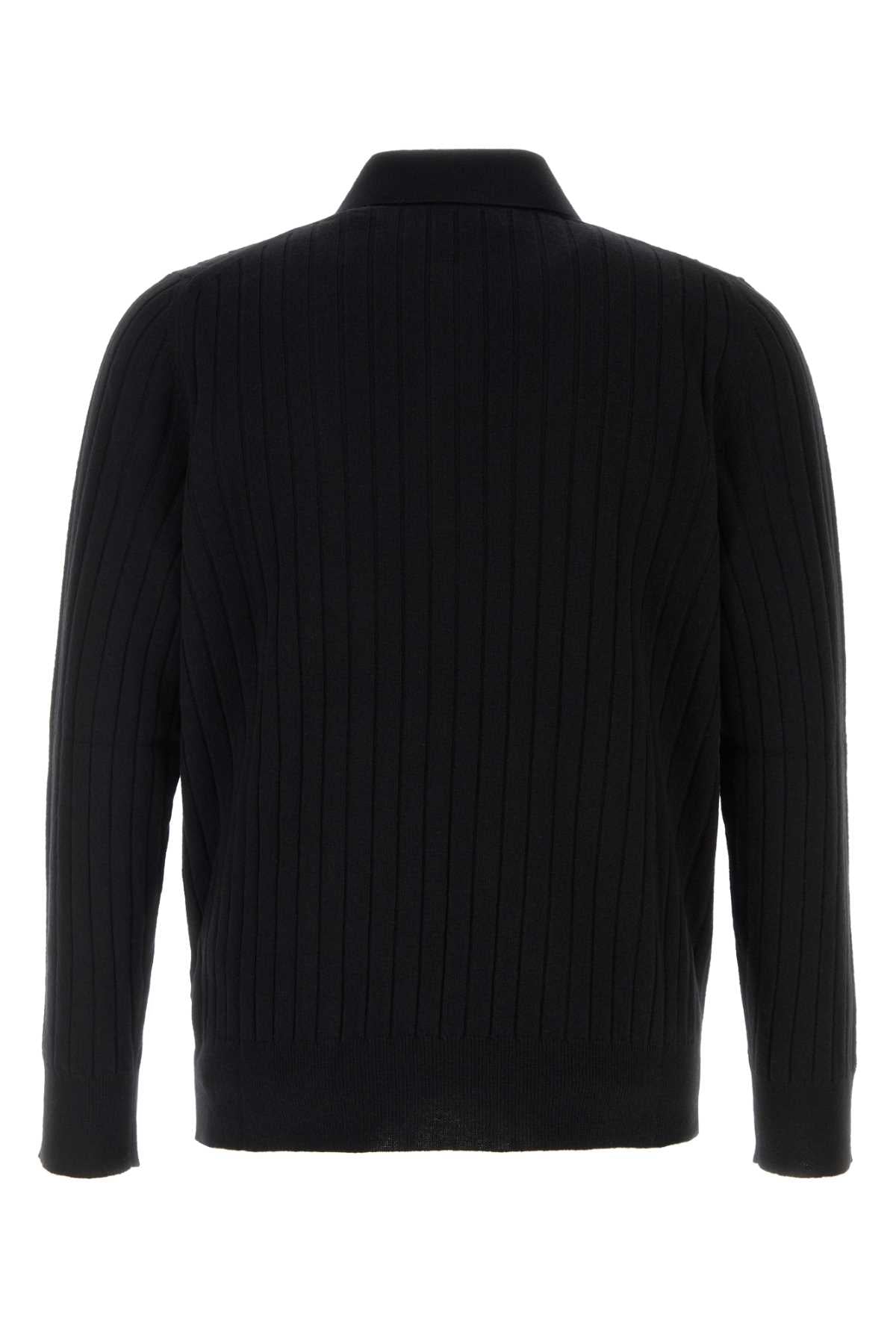 Amiri Men Black Wool Blend Polo Shirt AMIRI
