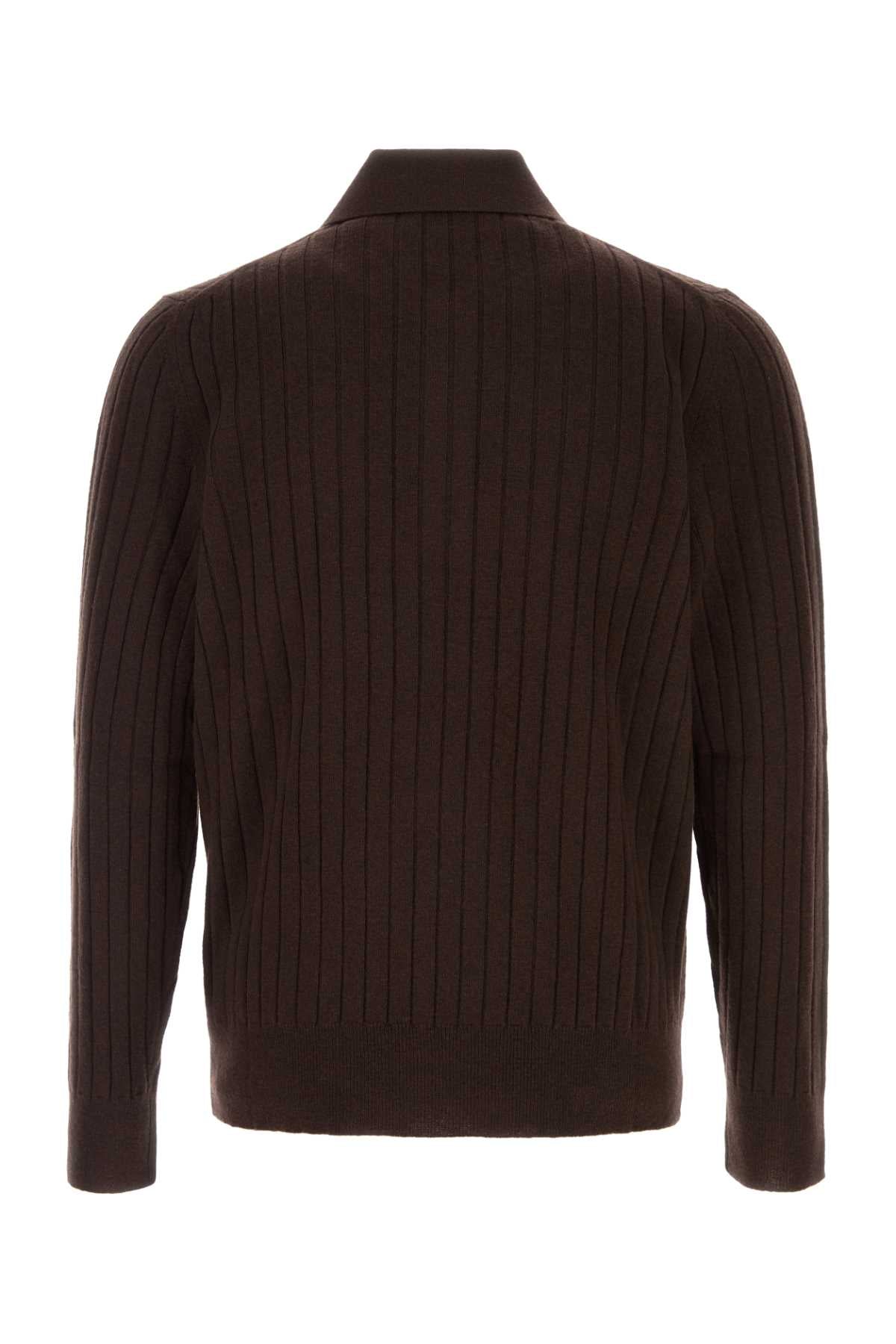 Amiri Men Dark Brown Wool Blend Polo Shirt AMIRI