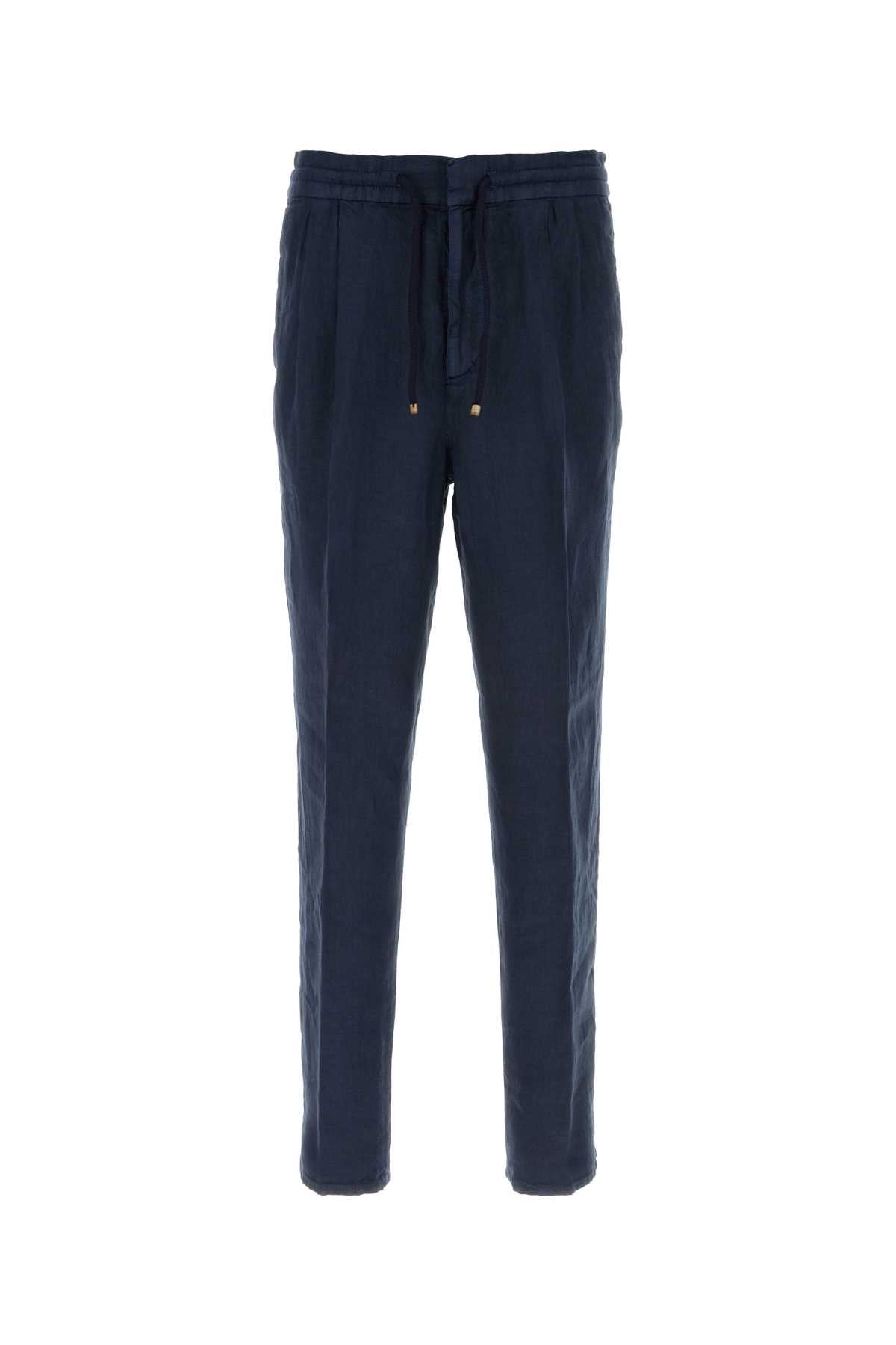 Brunello Cucinelli Men Blue Linen Pant BRUNELLO CUCINELLI