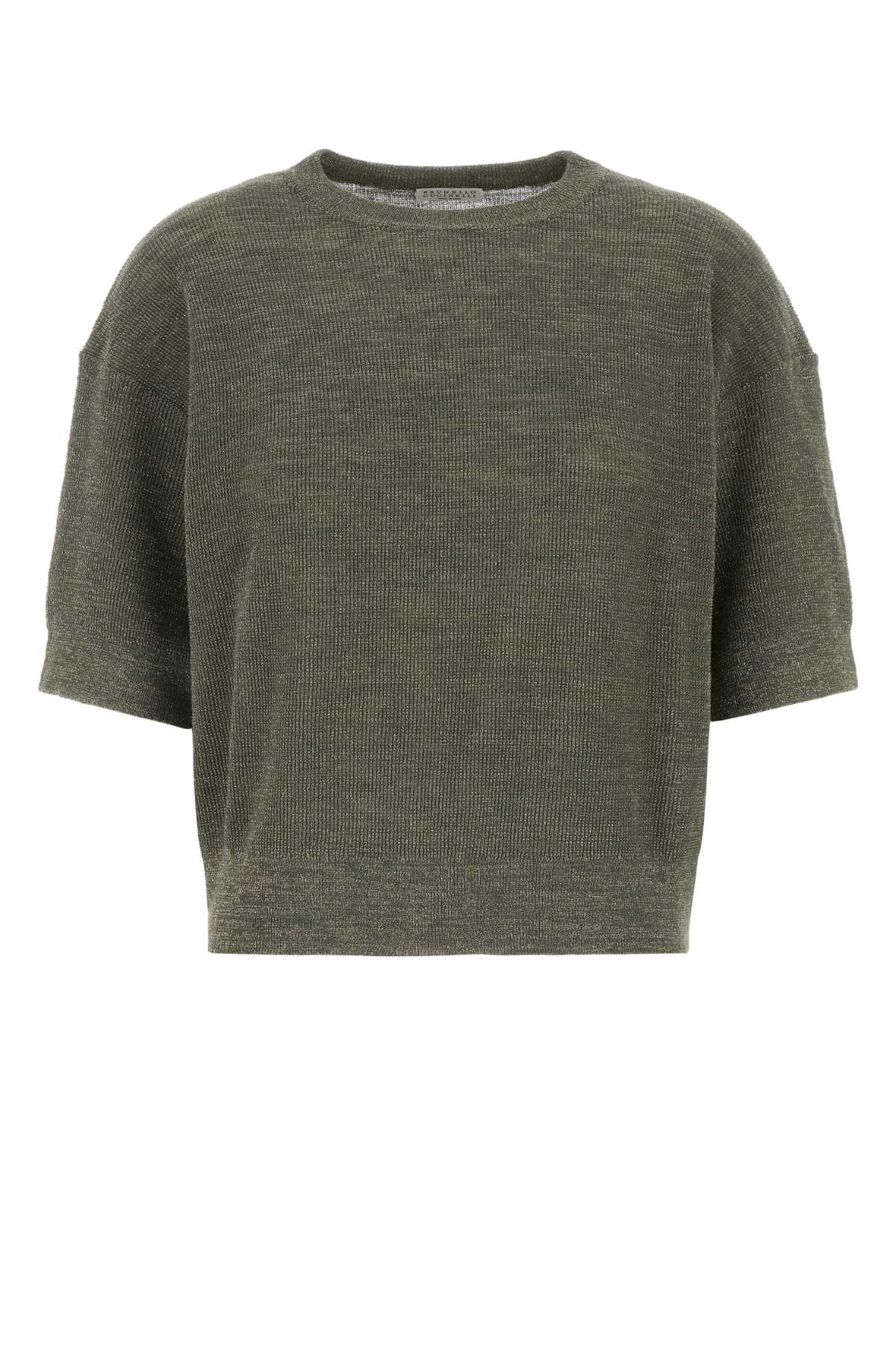 Brunello Cucinelli Women Sage Green Linen Blend Sweater BRUNELLO CUCINELLI