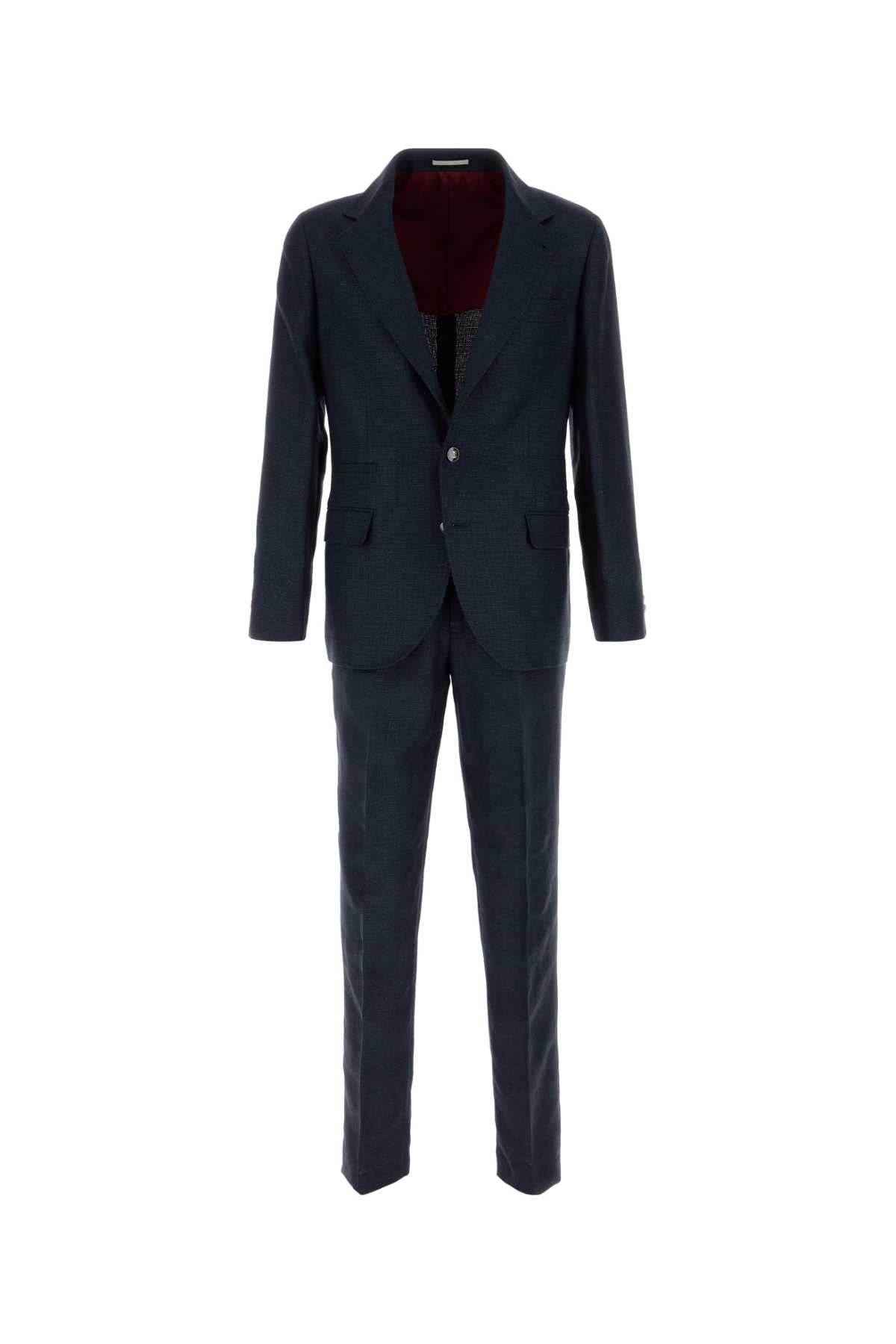 Brunello Cucinelli Men Navy Blue Silk Blend Suit BRUNELLO CUCINELLI