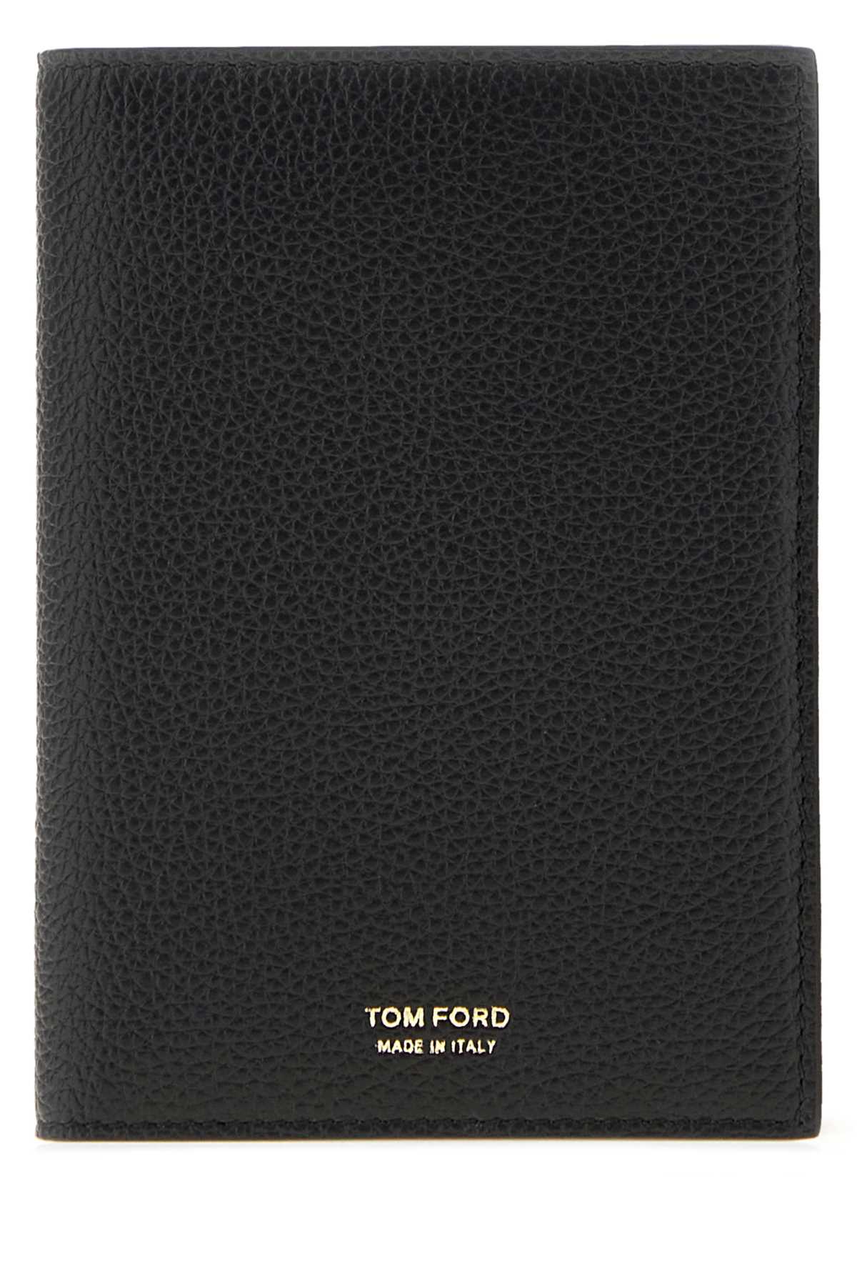 Tom Ford Men Black Leather Passport Holder TOM FORD