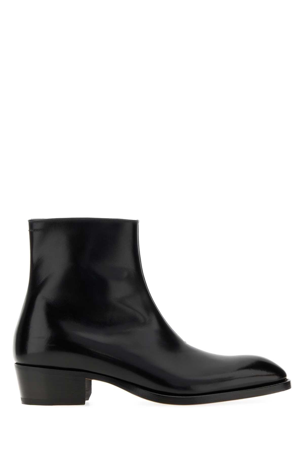 Tom Ford Men Black Leather Ankle Boots TOM FORD