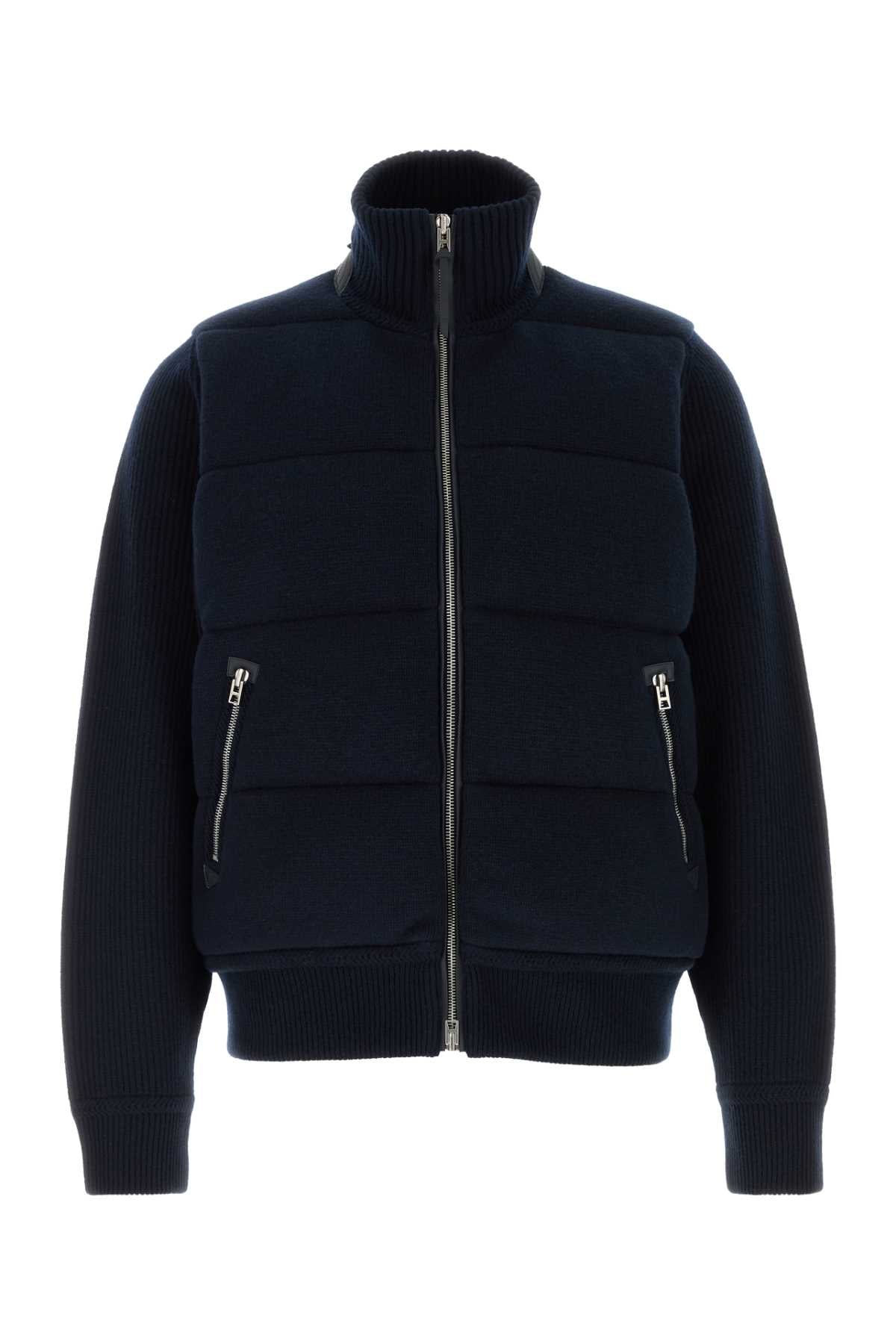 Tom Ford Men Navy Blue Wool Cardigan TOM FORD