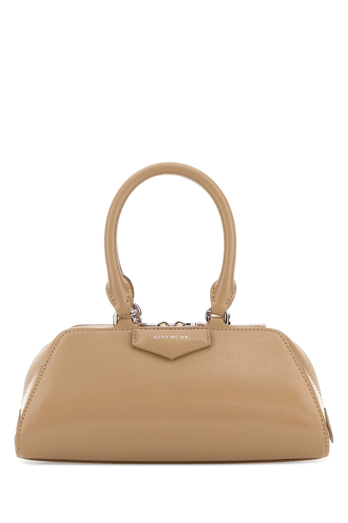Givenchy Women Beige Leather Mini Antigona East-West Handbag GIVENCHY