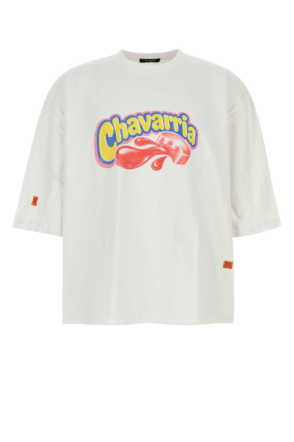 Willy Chavarria Men White Cotton Oversize Chavaloo T-Shirt WILLY CHAVARRIA