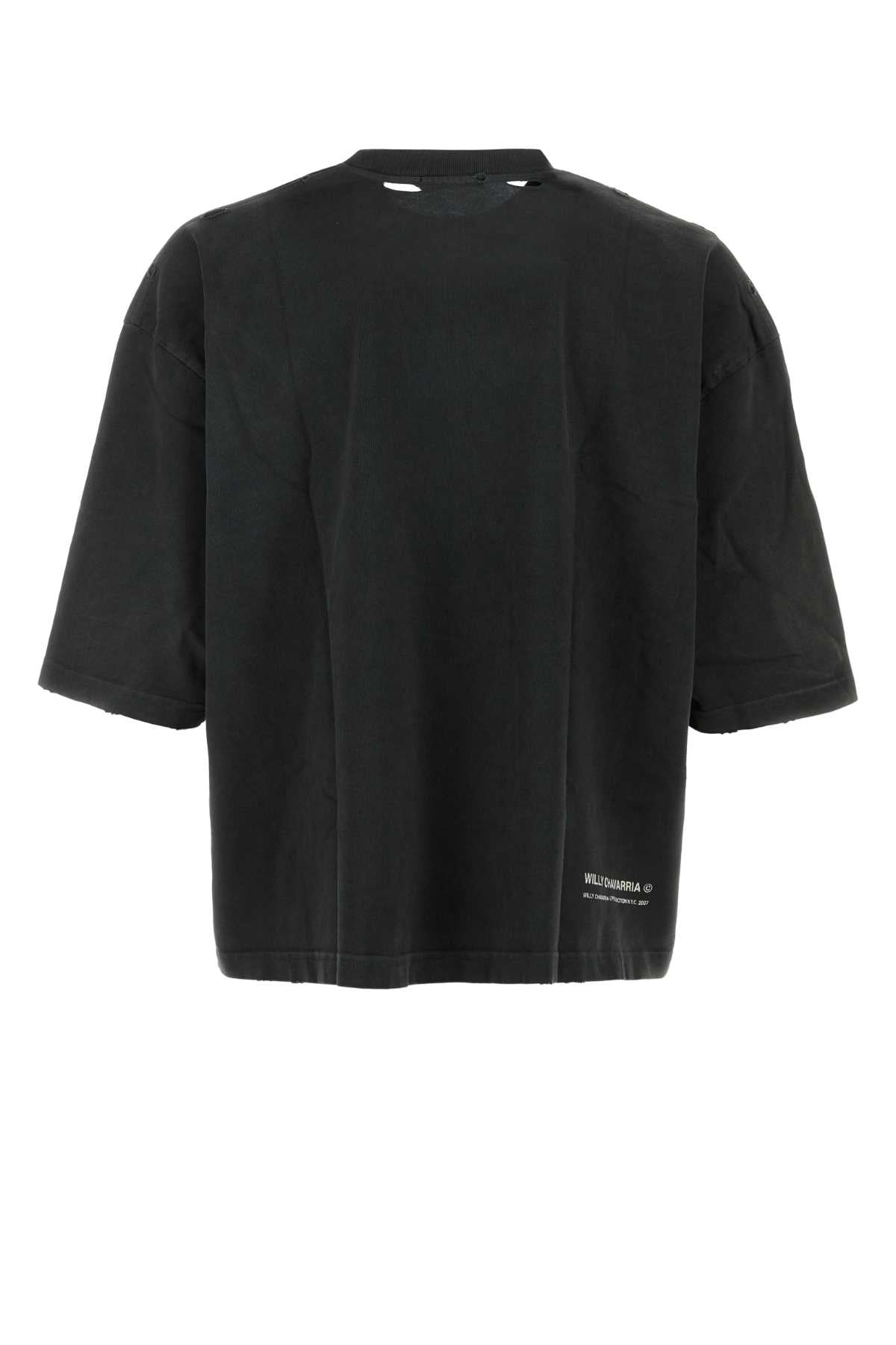 Willy Chavarria Men Black Cotton Oversize Street Moves T-Shirt WILLY CHAVARRIA