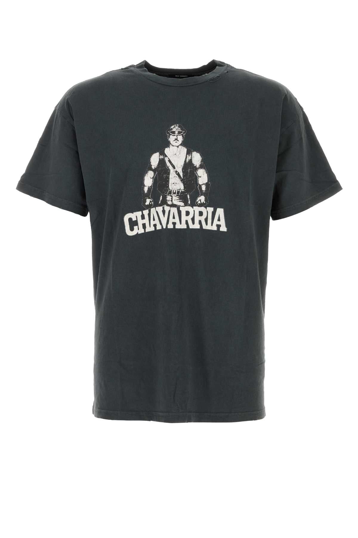 Willy Chavarria Men Slate Cotton Leather Daddy T-Shirt WILLY CHAVARRIA