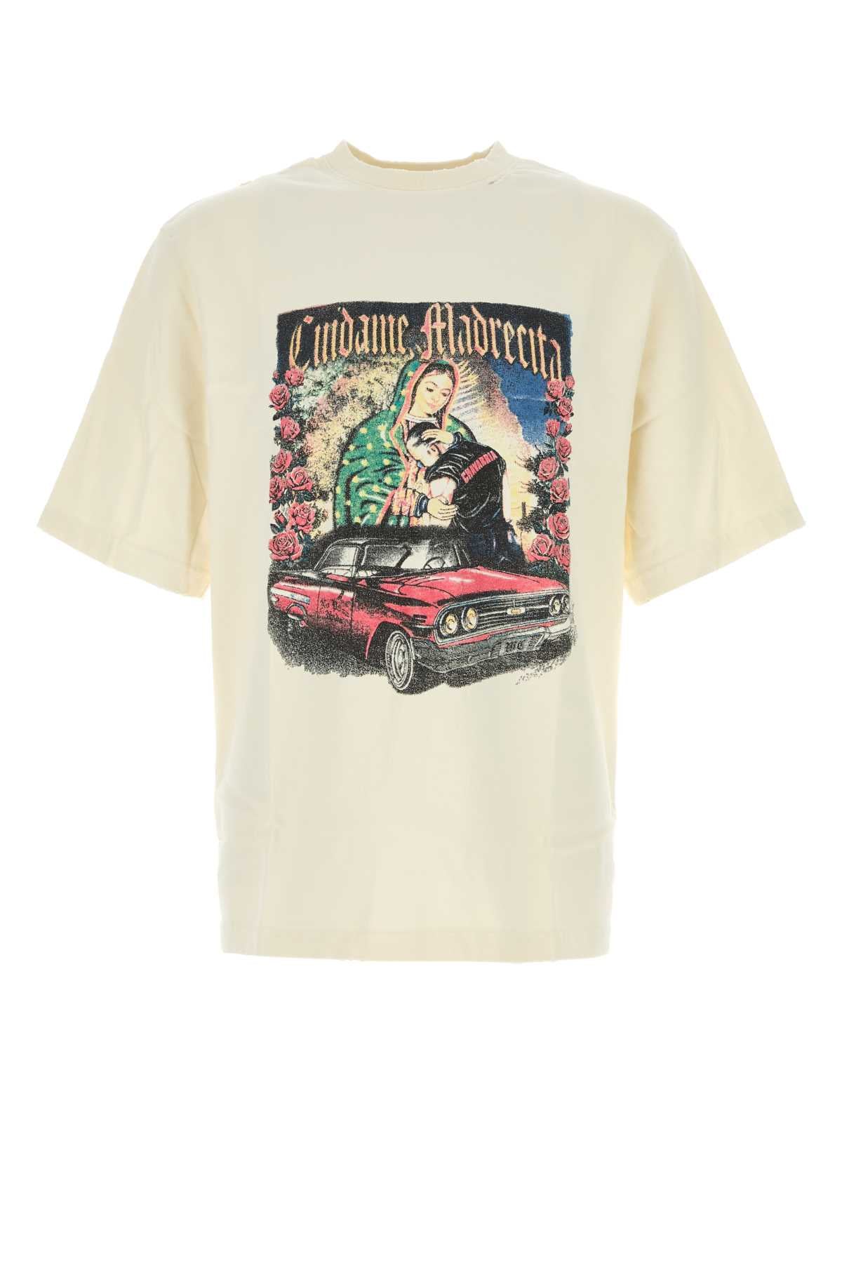 Willy Chavarria Men Ivory Cotton Cuidame Madrecita T-Shirt WILLY CHAVARRIA