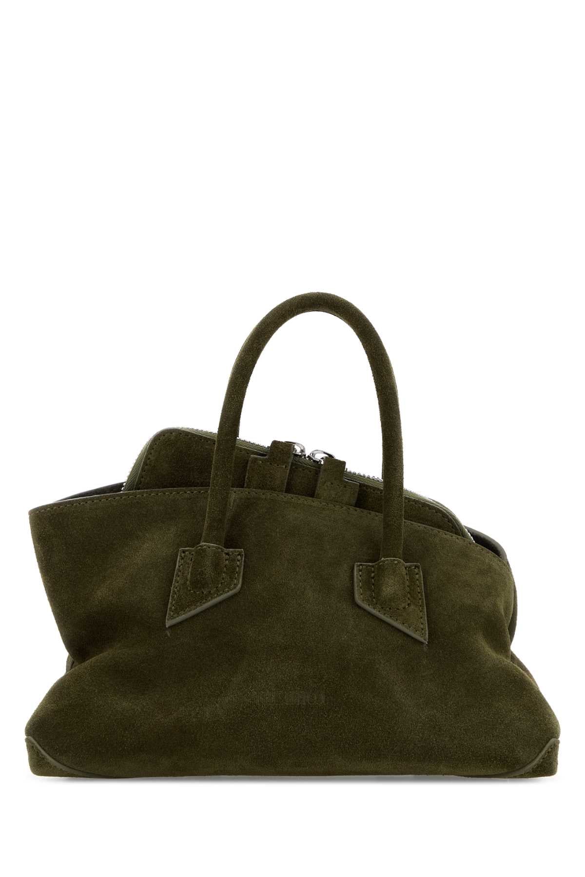 The Attico Women Army Green Suede Mini La Passeggiata Handbag THE ATTICO