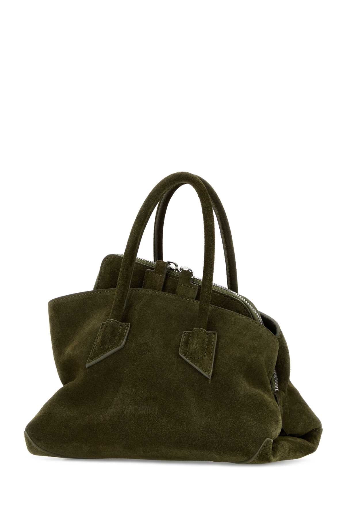 The Attico Women Army Green Suede Mini La Passeggiata Handbag THE ATTICO