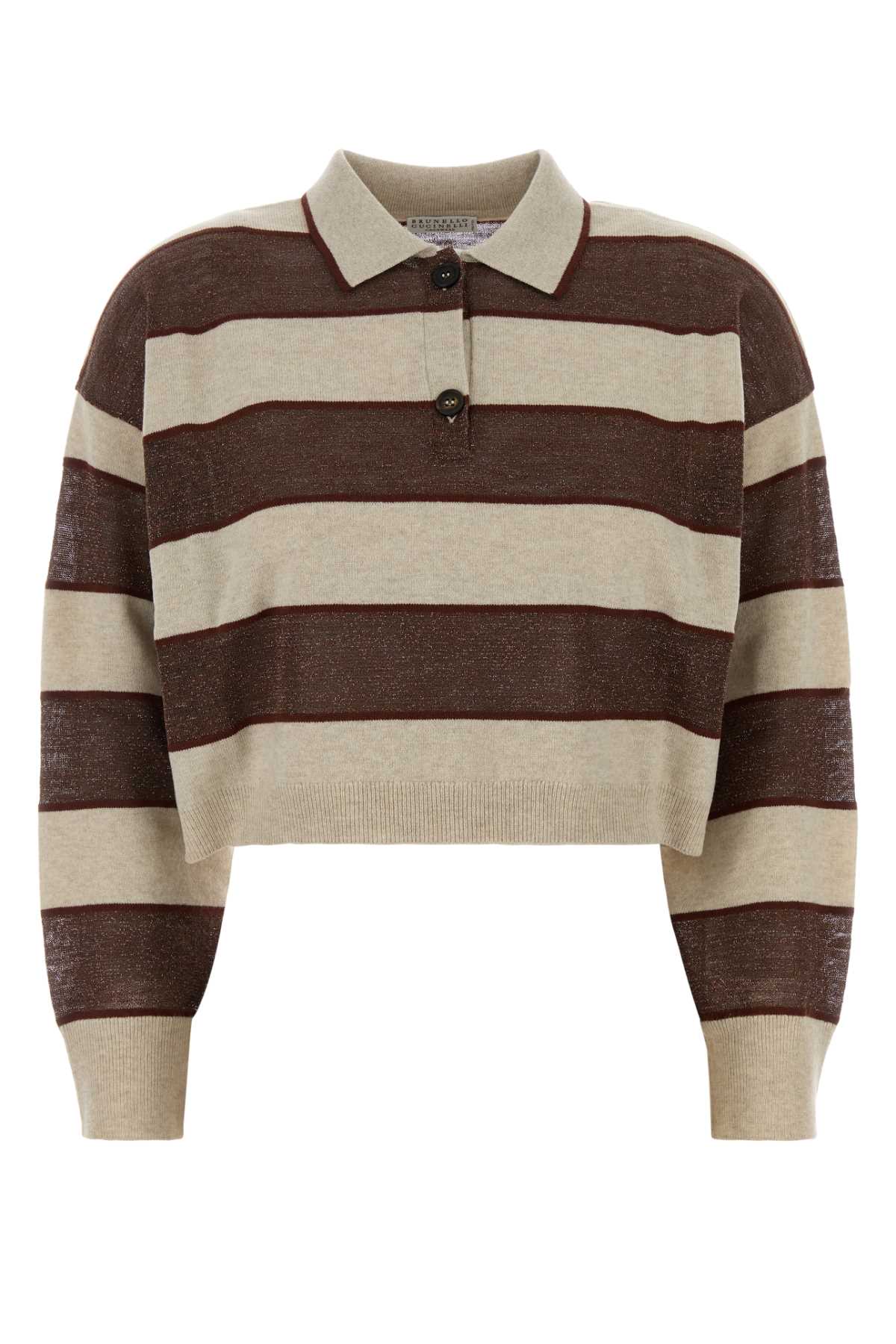 Brunello Cucinelli Women Embroidered Wool Blend Polo Shirt BRUNELLO CUCINELLI